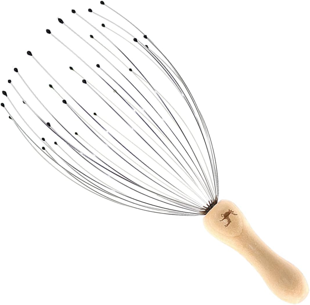 32 Fingers Head Massager Head Scratcher Scalp Massager Wood Handle