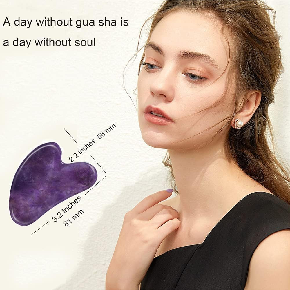 Gua Sha, Gua Sha Facial Tools, Guasha Tool for Face Tighten Skin, Gua Sha Massage Beauty Tool for Body Eyes Neck Massager with Travel Box