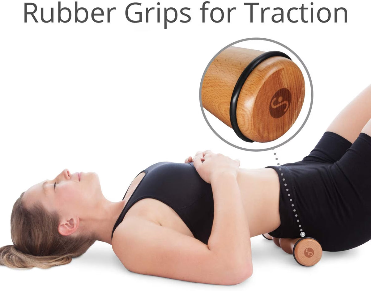 Wooden Back Roller: Spine Stretcher, Aligner, and Muscle Recovery Tool - Back Pain Relief, Manual Massager, Wood Therapy (15 Inch)