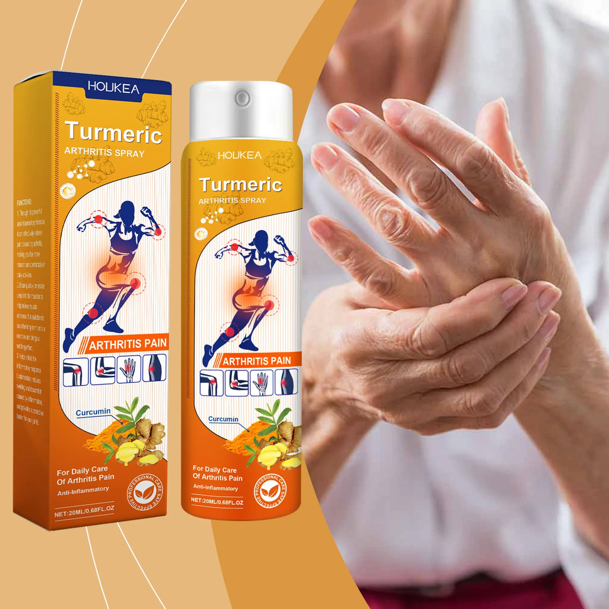 Turmeric Joint Pain Relief Spray with Curcumin & Peppermint Extract, Anti-Inflammatory Joint Care Mist for Arthritis, Sore Muscles & Workout Stiffness, 20Ml