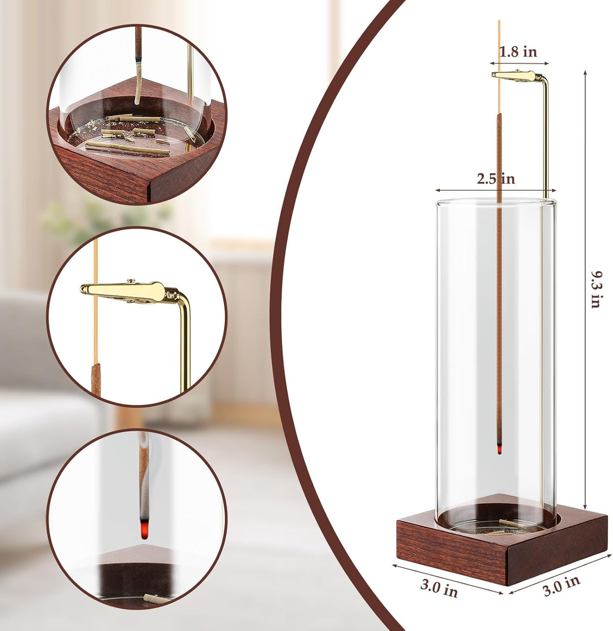 Incense Holder,Wooden Incense Holder for Sticks (Brown)