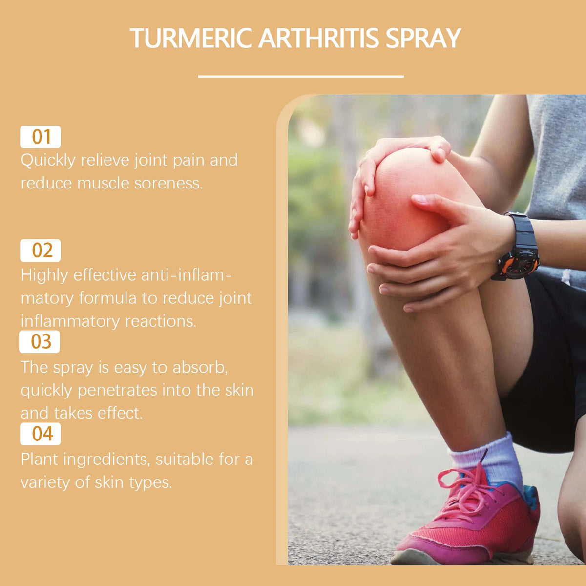 Turmeric Joint Pain Relief Spray with Curcumin & Peppermint Extract, Anti-Inflammatory Joint Care Mist for Arthritis, Sore Muscles & Workout Stiffness, 20Ml