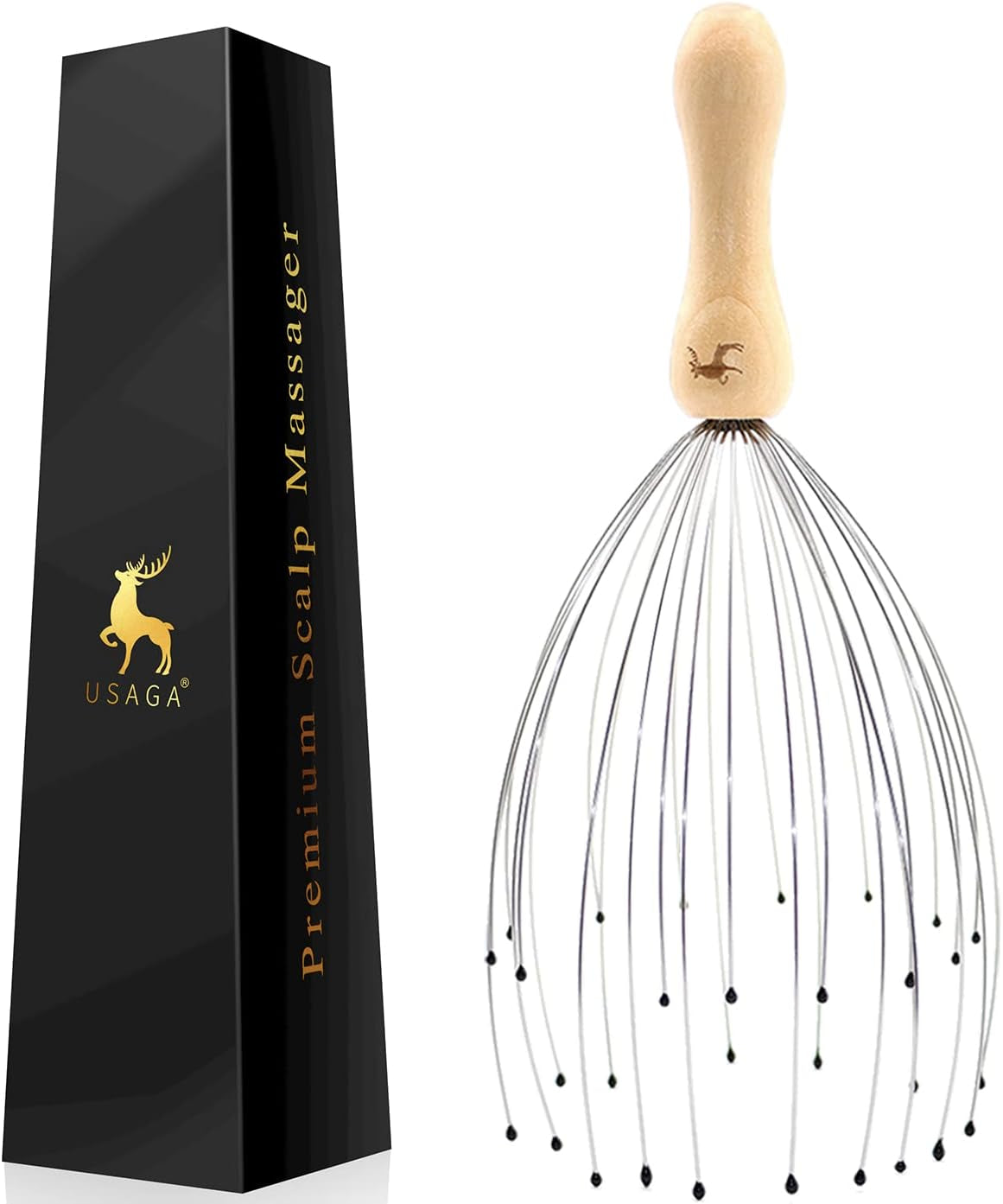 32 Fingers Head Massager Head Scratcher Scalp Massager Wood Handle