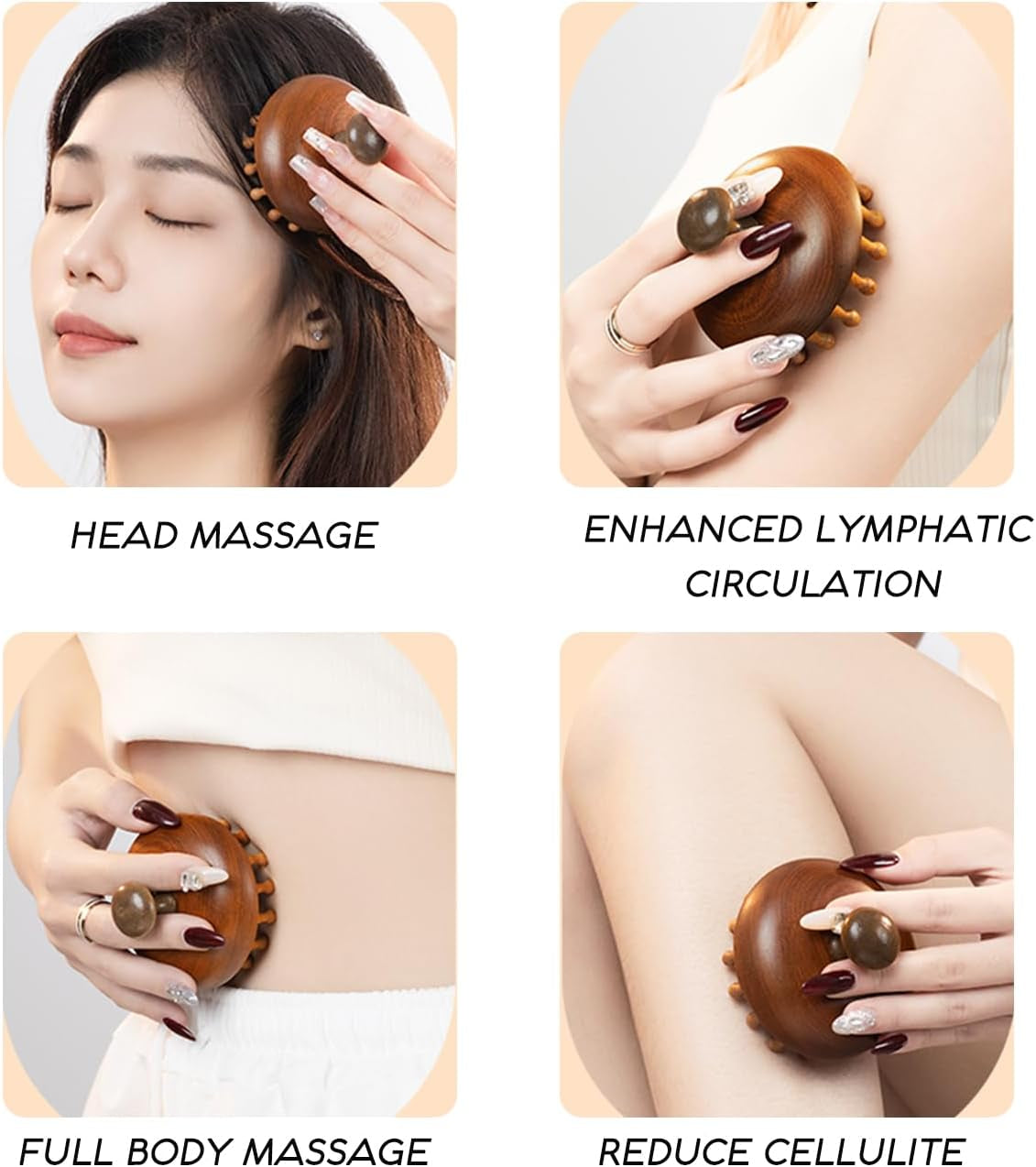 Wooden Scalp Massage Comb - Sandalwood Head Massager Tool, Gua Sha Brush for Women Men Hair Growth Body Massage