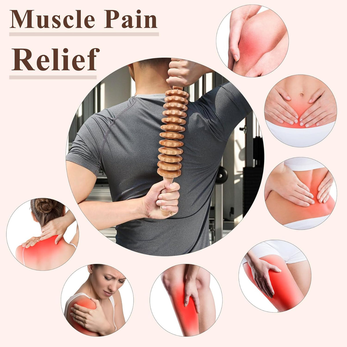 3Pcs Wood Therapy Massage Tools Lymphatic Drainage Massager Wooden Massager Body Sculpting Tools for Maderoterapia,Anti-Cellulite,Pain Relief(3-In-1 Massager)
