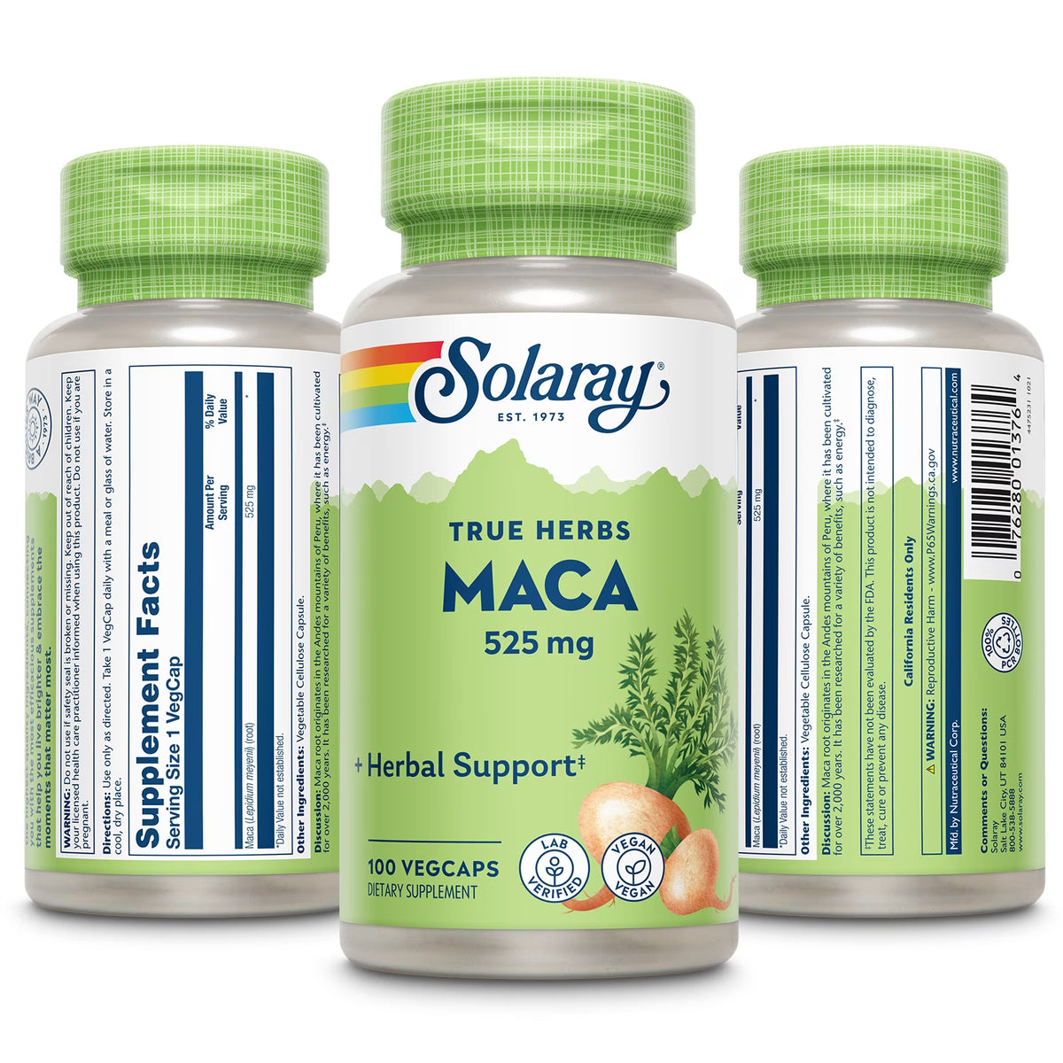 Maca Root 525Mg, Energy & Vitality Support, Non-Gmo, Vegan, 100 Vegcaps