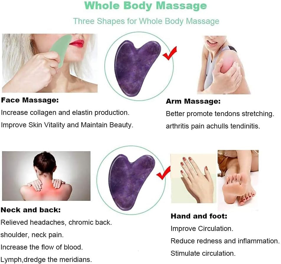 Gua Sha, Gua Sha Facial Tools, Guasha Tool for Face Tighten Skin, Gua Sha Massage Beauty Tool for Body Eyes Neck Massager with Travel Box