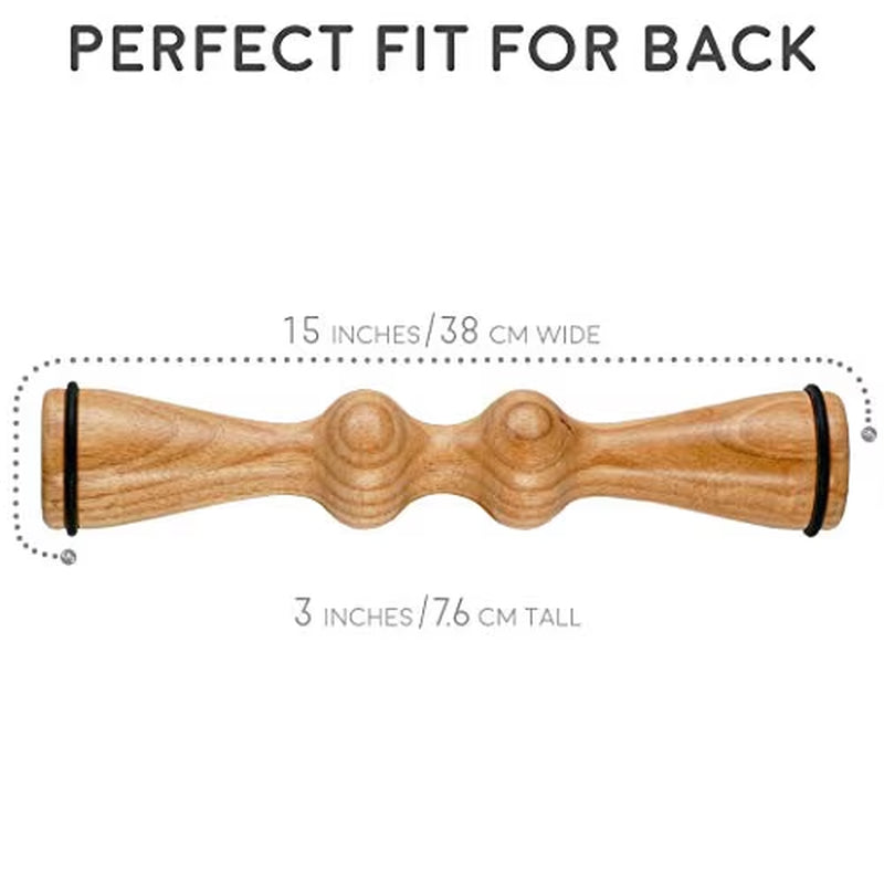 Wooden Back Roller: Spine Stretcher, Aligner, and Muscle Recovery Tool - Back Pain Relief, Manual Massager, Wood Therapy (15 Inch)