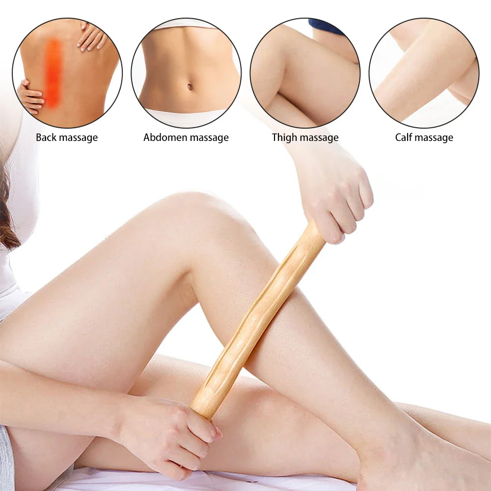 1Pc Guasha Wood Massage Stick Tools Wooden Therapy Scraping Lymphatic Drainage Massager, Double Row 20 Beads Point Treatment Gua Sha Tools, Stomach Cellulite Massager, Myofascial Release Tool (Copy)