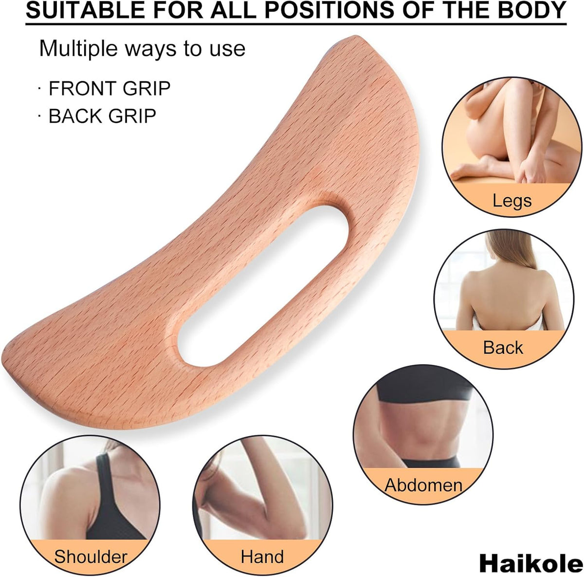 Enttgo Body Gua Sha Tool Wooden Lymphatic Drainage Tool,Guasha Massage Tools for anti Cellulite and Relieve Muscle Fatigue,Wood Therapy Massage Tools for Neck Back Face Leg Facial (A-Wood1)